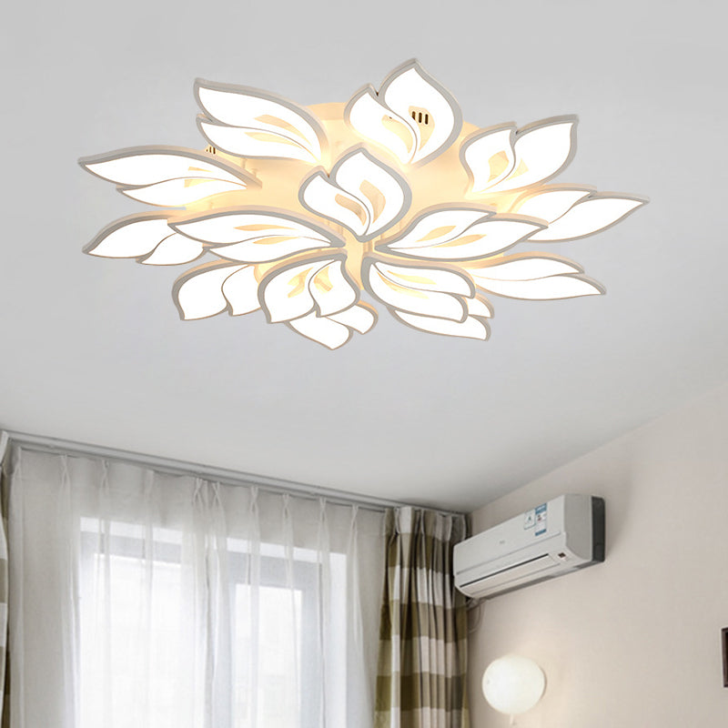 Acrylic Floral Flush Lamp Minimalism LED White Ceiling Fixture in Warm/White Light for Drawing Room