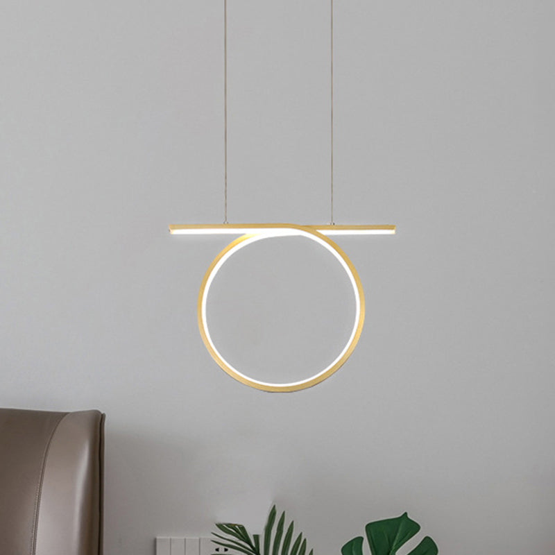 Ring Hanging Light Nordic Style Metallic LED Gold Suspension Lighting for Dining Hall