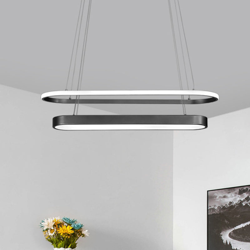 Kit di lampada a pendente a led al lampada ovale a 2 strati nordici in nero/oro, luce calda/bianca