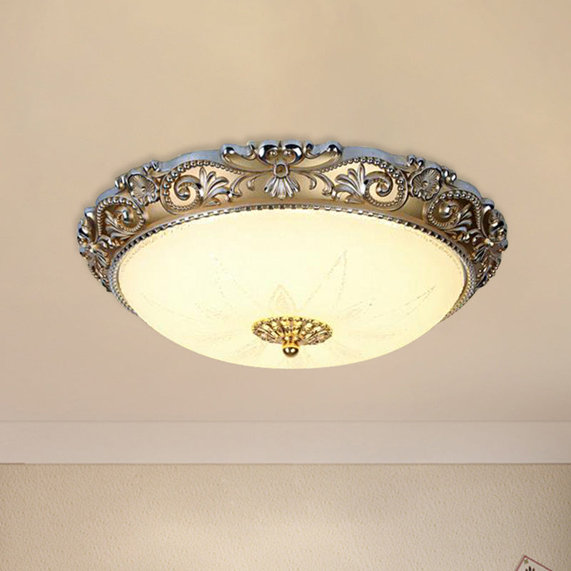 Milk Glass Brass Flushmount Bowl Shade 12"/16" Wide LED Traditional Ceiling Flush Light