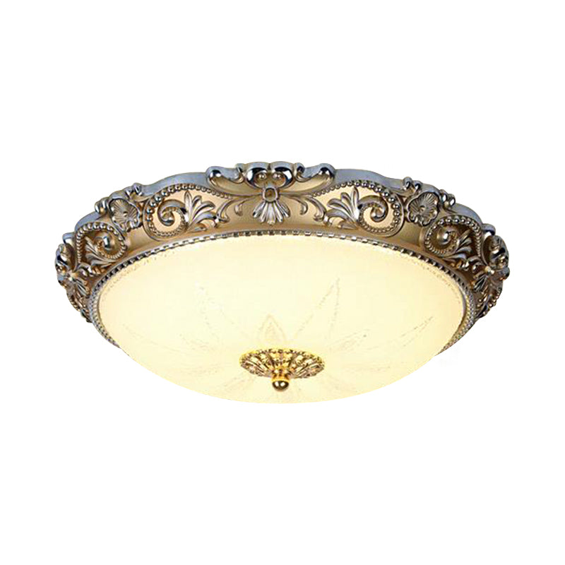 Milk Glass Brass Flushmount Bowl Shade 12"/16" Wide LED Traditional Ceiling Flush Light