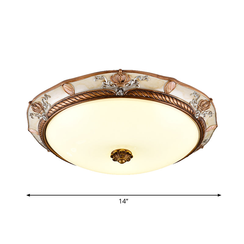 Braune Kappe Geformte Decke Flushmount Lampe Antiqued Milk Glass Living Room LED Flush Mount Halterung, 14 "/16" /19.5 " Breite