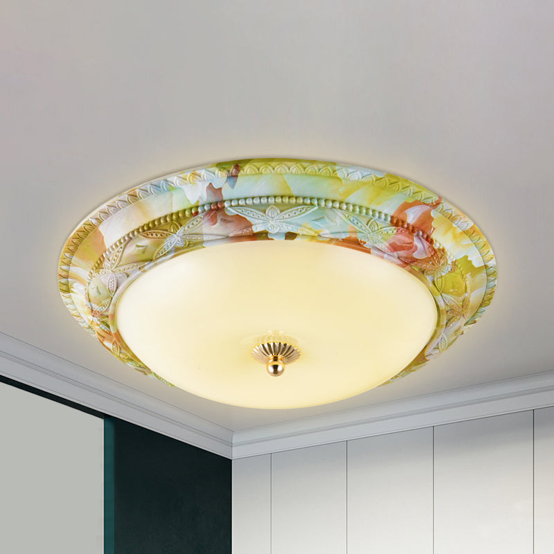 Weiß-Grün abgestufte Deckenlampe Rustikale Opalglas Wohnzimmer LED Unterputzleuchte, 14"/16"/19.5" W