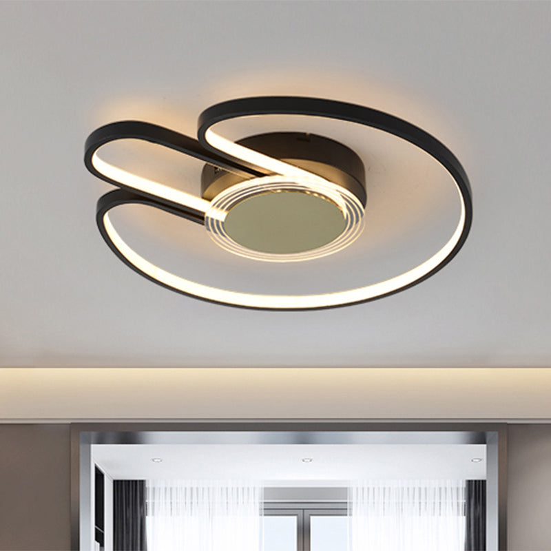 Moderne 16"/19,5" breite LED-Unterputzbeleuchtung mit geometrischem Rahmen in Schwarz/Gold für die Unterputzmontage