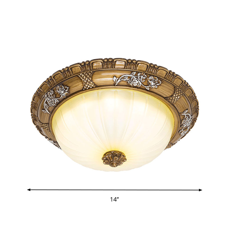 LED Deckenleuchte mit Bowl Shade Tan Glas traditionelle Schlafzimmer Flush Lampe in Braun, 14"/16"/19.5" Breite