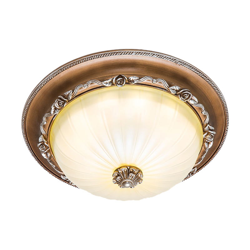 Geripptes Glas Braun Flush Ceiling Light Domed Shade 14 "/16" /19.5 " Wide LED Farmhouse Flushmount Lamp