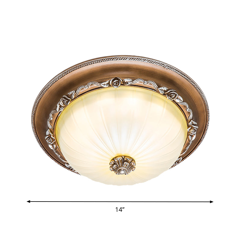 Geripptes Glas Braun Flush Ceiling Light Domed Shade 14 "/16" /19.5 " Wide LED Farmhouse Flushmount Lamp