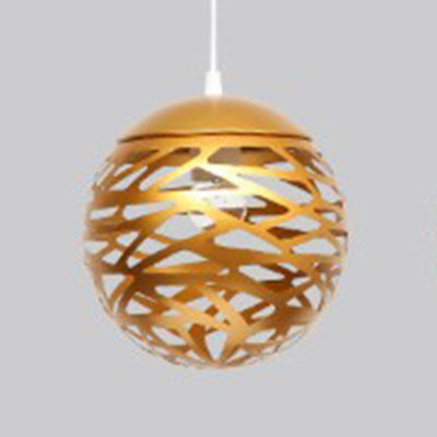 Kid Bedroom Hollow Orb Pendant Lamp Metal 1 Head Modern Candy Colored Hanging Light