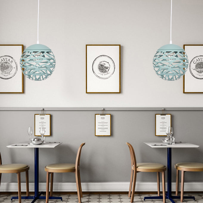 Kid Bedroom Hollow Orb Pendant lampe Metal 1 tête Candue moderne colorée la lumière suspendue