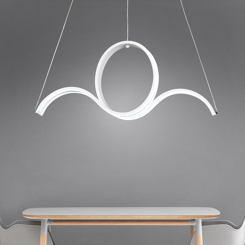 Twending acryl slinger licht Minimalistische LED Witte hanger Kroonluchter in warm/wit licht voor eetkamer