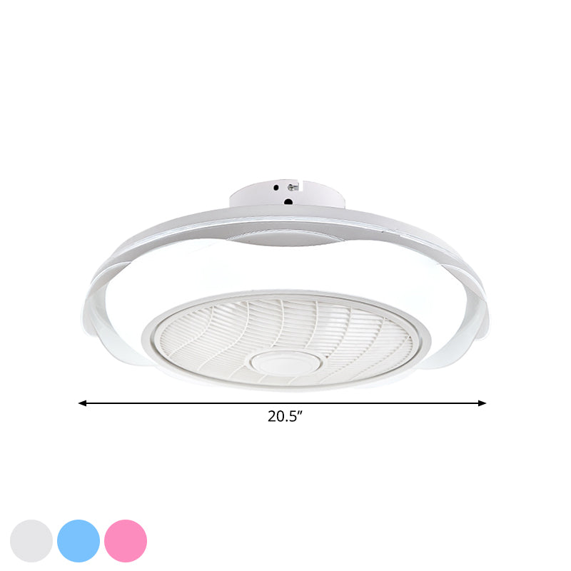 Weiß/Rosa/Blue Circle Deckenlüfter Leuchte Modernismus LED Metal Semi Flush Lampe, 20,5 "W.