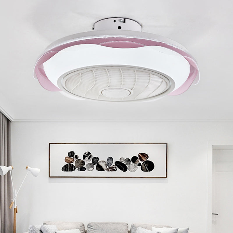 Weiß/Rosa/Blue Circle Deckenlüfter Leuchte Modernismus LED Metal Semi Flush Lampe, 20,5 "W.