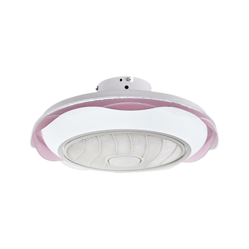 Weiß/Rosa/Blue Circle Deckenlüfter Leuchte Modernismus LED Metal Semi Flush Lampe, 20,5 "W.