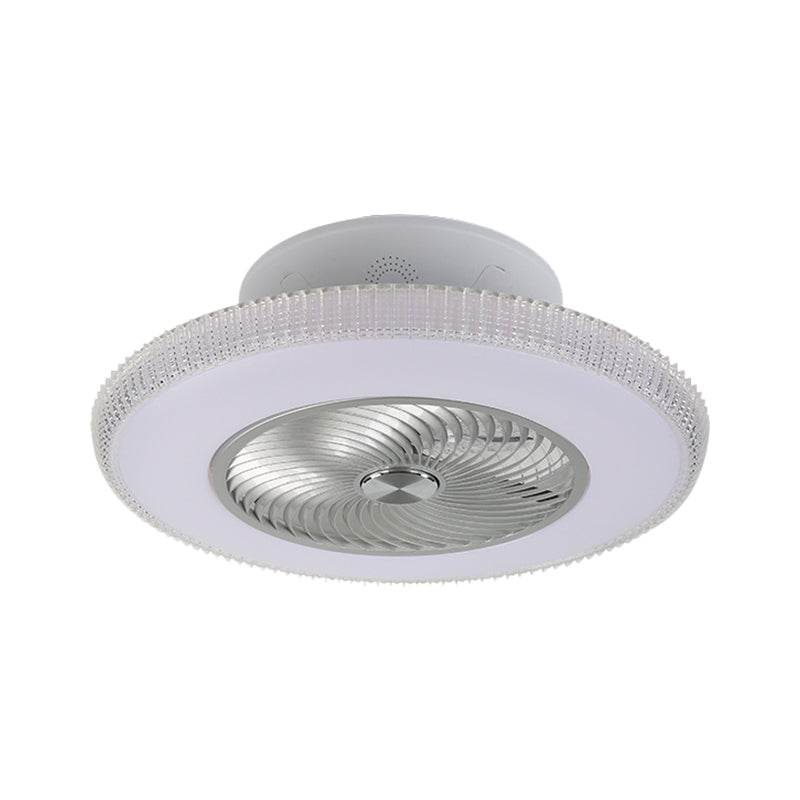 Moderne ronde ventilator verlichtingsarmatuur Metallic LED Parlor Semi Flush in White, 23,5 "W