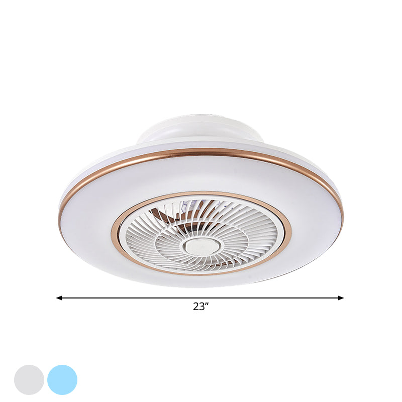 Lampada per ventole a pendolo rotondo blu/oro Modernismo LED LED Semi di montaggio Acrilico, larghezza 23 "