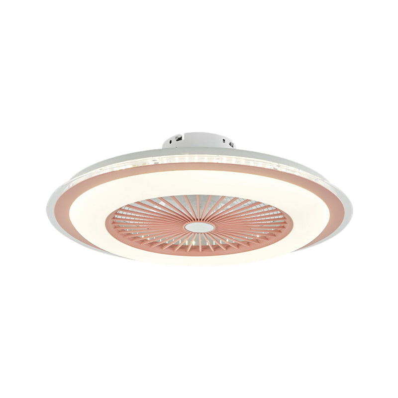Ventio a soffitto circolare Light Minimalist Metal 23,5 "Lampa LED LED bianca/rosa larga