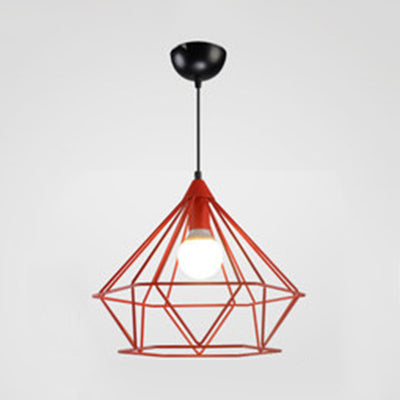 Luz de colgante de estilo moderno Diamond Cage Un solo cabezal colgante Metálico para el hotel