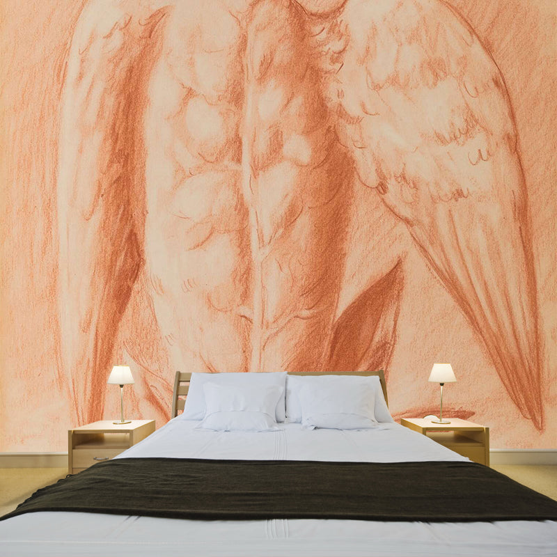 Light Orange Eagle Wallpaper Murals Stain Resistant Wall Art for Living Room, Non-Woven