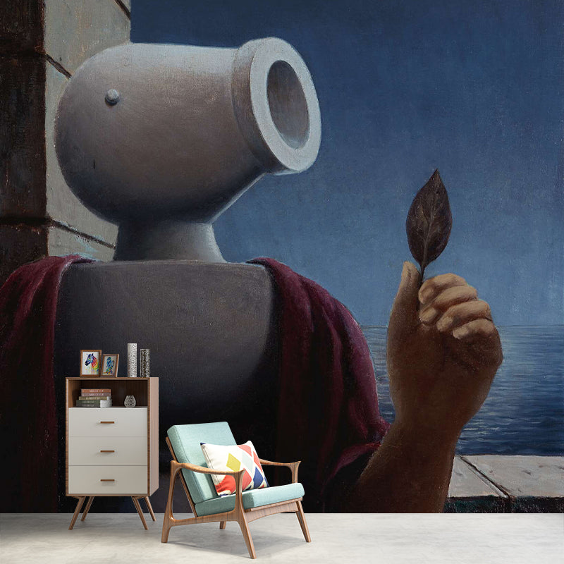 Surrealism Cicero Wall Paper Murals Red and Blue Stain-Proof Wall Decor for Bedroom