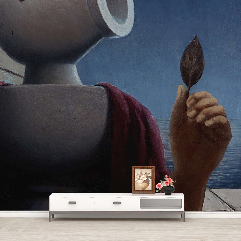 Surrealism Cicero Wall Paper Murals Red and Blue Stain-Proof Wall Decor for Bedroom