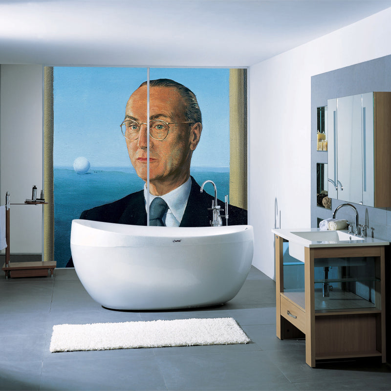 A Gentleman Portrait Wallpaper Murals Surreal Non-Woven Cloth Wall Decoration in Black-Blue