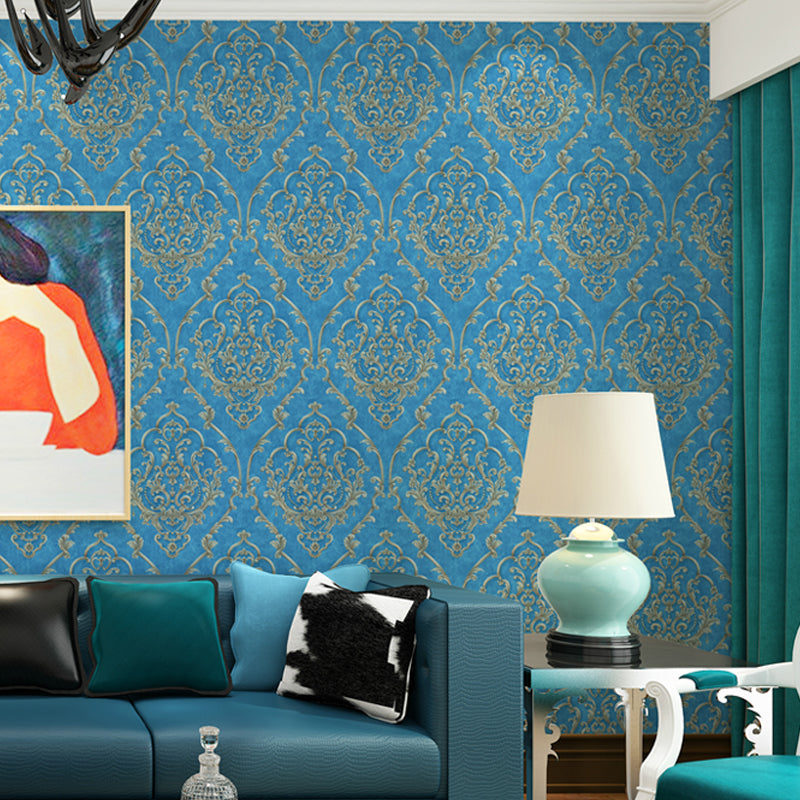 Soft Color Medallion Wallpaper Damask Nostalgic Stain-Resistant Wall Art for Living Room