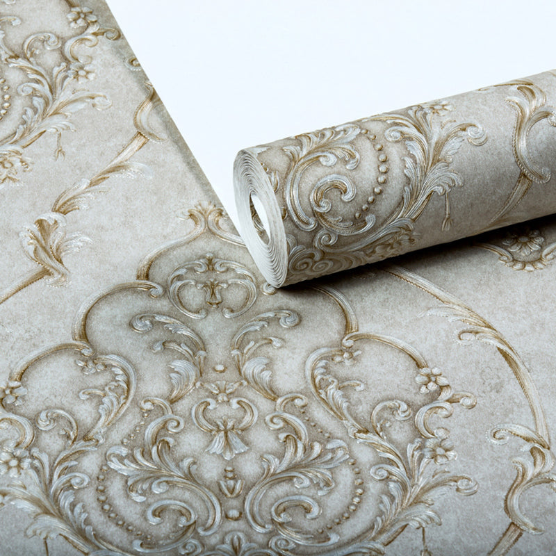 Soft Color Medallion Wallpaper Damask Nostalgic Stain-Resistant Wall Art for Living Room