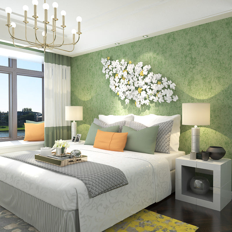 Nostalgic Solid Wallpaper in Lake Green Stain Resistant Wall Art for Dining Room