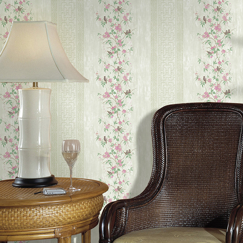 Soft Color Floweret Wallpaper Roll Water-Proof Rustic Style Living Room Wall Art