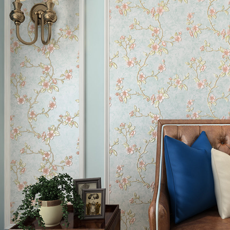 Cottage Blooming Apricot Tapete Hellrosa Schlafzimmer-Wanddekoration, 33' L x 20,5" B