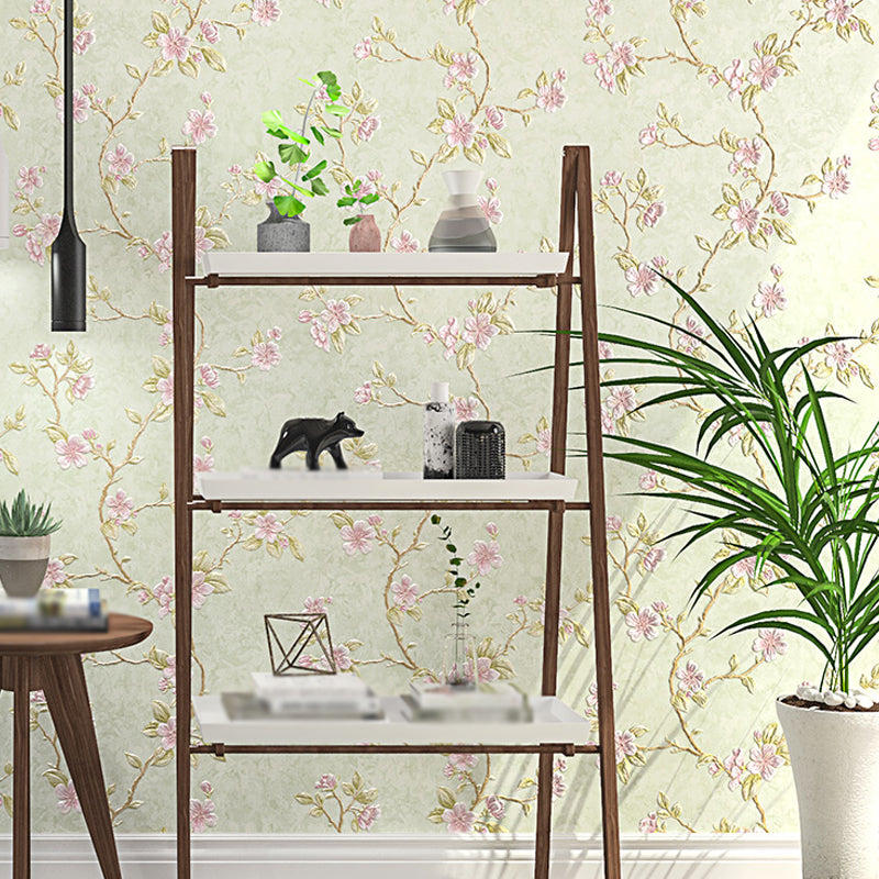 Cottage Blooming Apricot Tapete Hellrosa Schlafzimmer-Wanddekoration, 33' L x 20,5" B