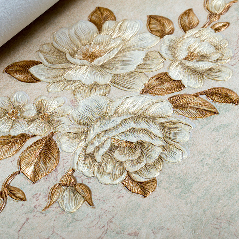 Elegant Blossoming Peony Wallpaper for Bedroom Flower Wall Covering, 33' L x 20.5" W