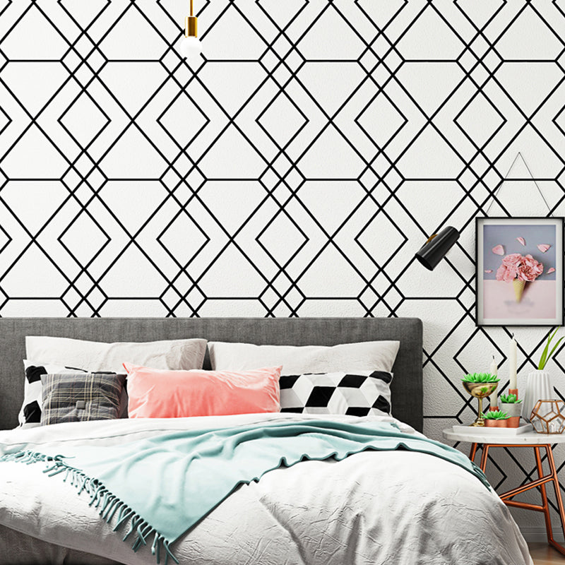 Geo Lattice Wallpaper Roll Contemporary Smooth Surface Wall Decoration in Light Color