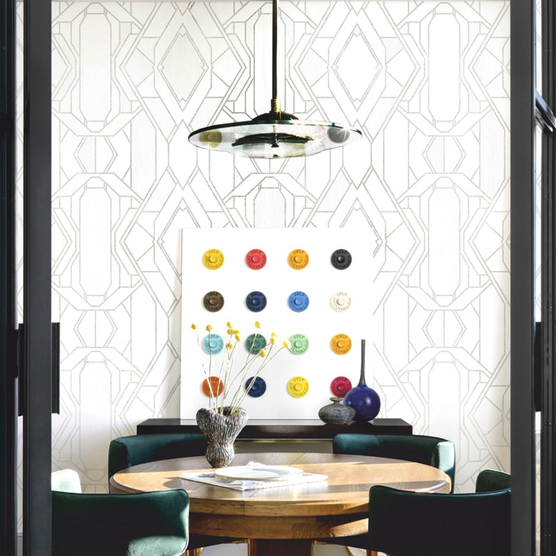Stain-Resistant Murals Modern Non-Woven Wall Decor with Geometric Pattern for Dining Room