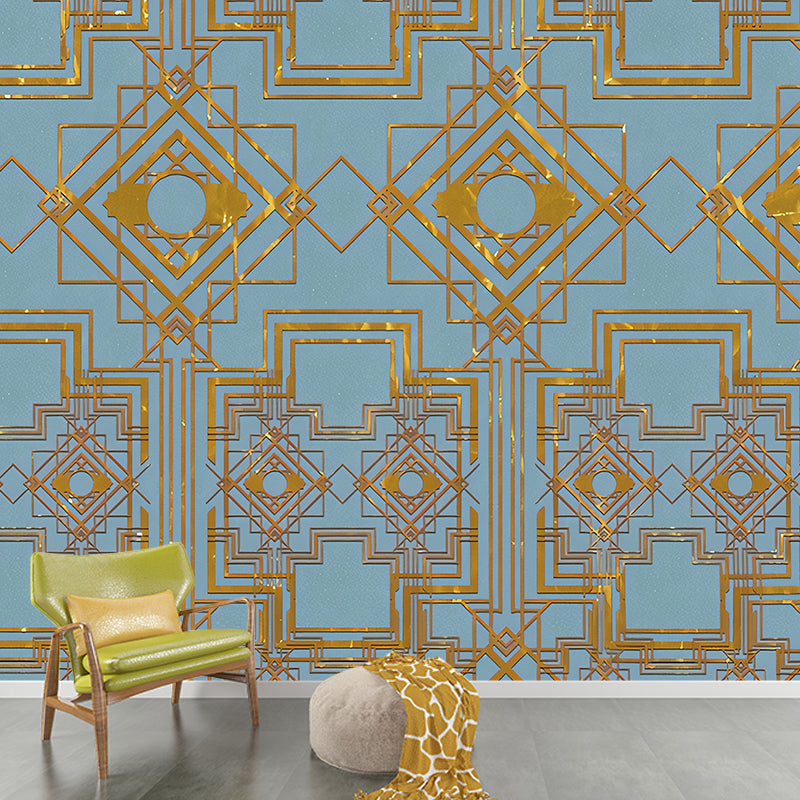 Contemporary Geometric Wall Mural Decal for Living Room Customized Wall Covering in Dark Color