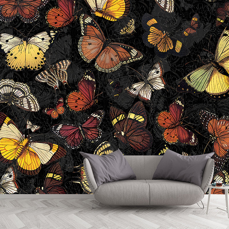 Papier peint Mural papillons de couleur foncée, décoration murale résistante à l'humidité pour salon