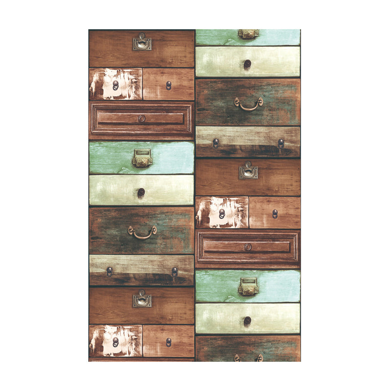 Industrial Wood Box Wallpaper for Restaurant 57.1-sq ft Wall Covering in Dark Color