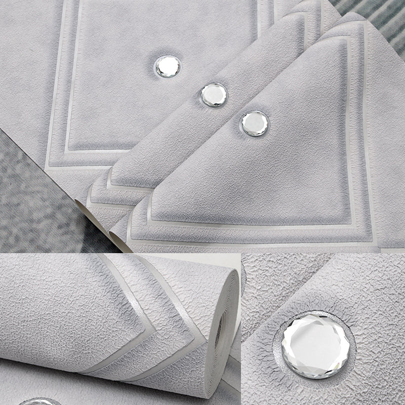 Flock Moisture Resistant Wallpaper Contemporary Trellis Patterned Wall Art for Living Room