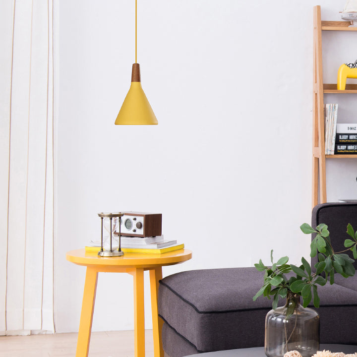 Macaron Funnel Shape Pendant Lamp Metal Single Light Hanging Light for Bedroom Bathroom