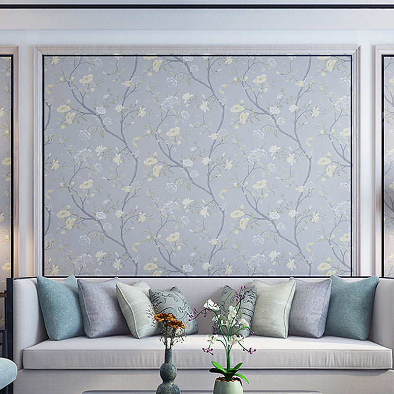 Country Peonies Wallpaper Roll Paper Moisture Resistant Bright Color Wall Covering for Living Room