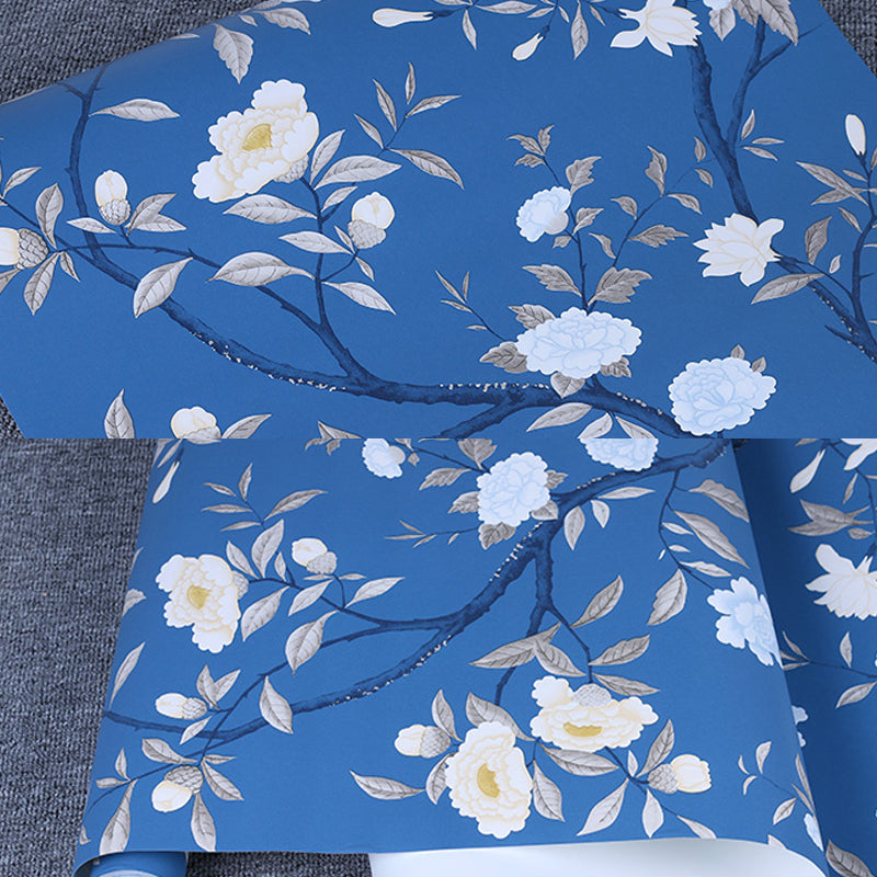 Country Peonies Wallpaper Roll Paper Moisture Resistant Bright Color Wall Covering for Living Room