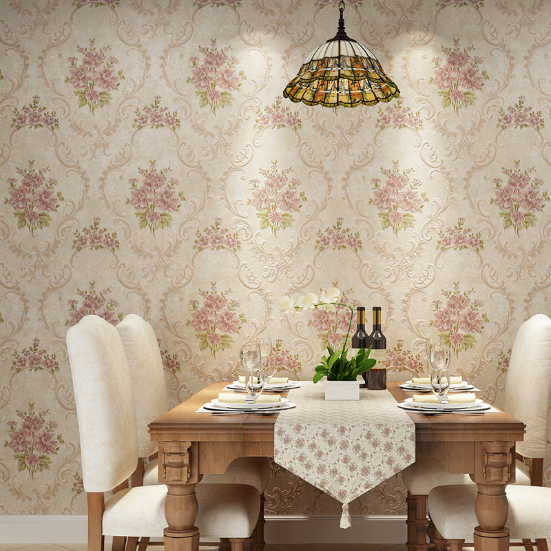 Rustic Floral Design Wallpaper for Dining Room 33' x 20.5" Wall Art in Soft Color