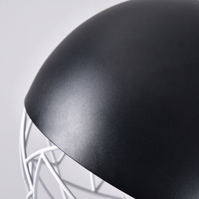 Diseño hueco Metal Sphere Pendse Light Fixture 1 Bulbo Contemporánea Luz suspendida en negro/negro