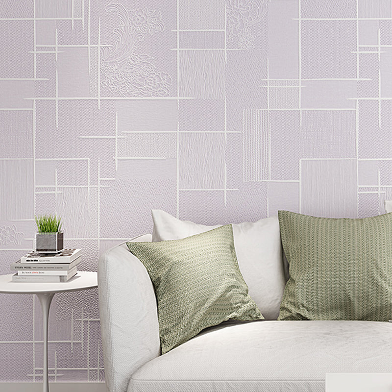 Minimalistic Geometry Wallpaper Soft Color Flower Printed Wall Covering for Living Room