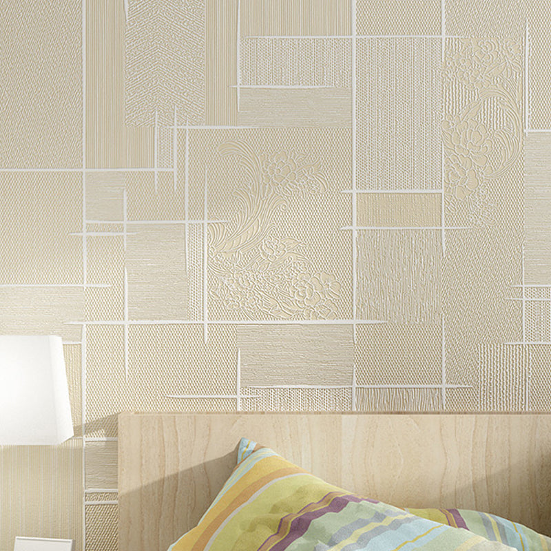 Modern Floral Print Geometric Wallpaper Pastel Color Stain-Resistant Wall Art for Bedroom