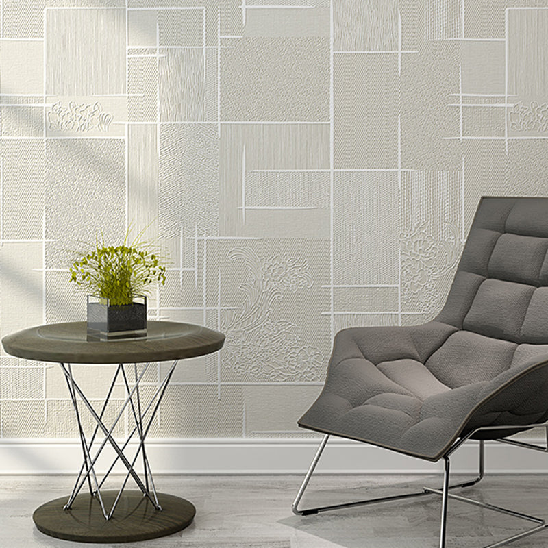 Modern Floral Print Geometric Wallpaper Pastel Color Stain-Resistant Wall Art for Bedroom