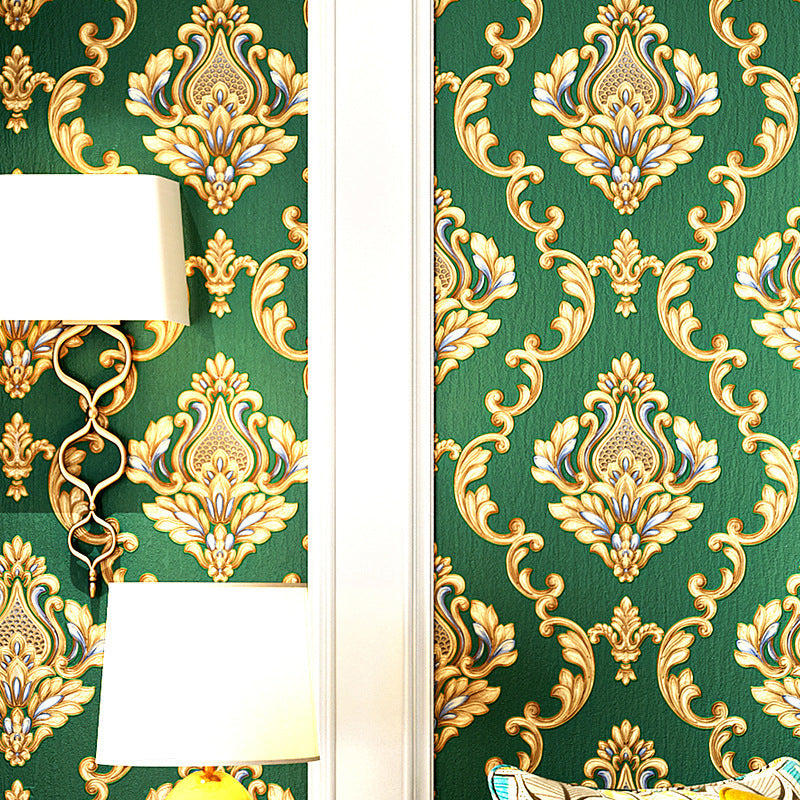 Medallion Jacquard Wallpaper Roll Vintage Style 3D Embossed Wall Covering for Bedroom