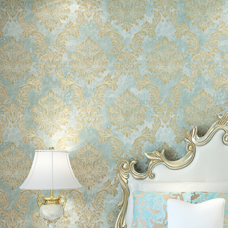 Papier peint damassé rétro en Satin, résistant à l'humidité, couleur douce, Art mural pour décoration de chambre à coucher
