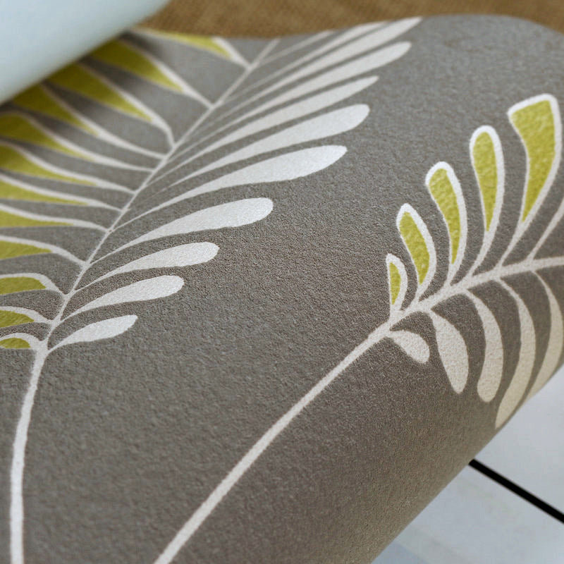 Plantbladeren bedrukt behangrol eigentijds Flock wanddecoratie in pastelkleuren