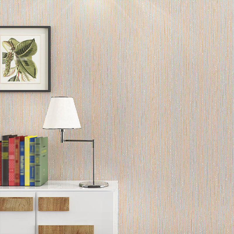 Simple Solid Striped Wallpaper Soft-Color Waterproofing Wall Covering for Bedroom